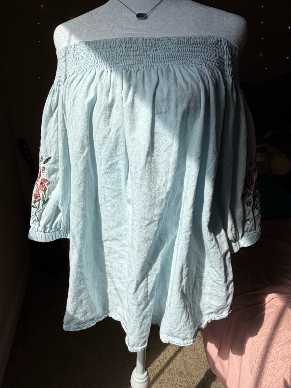 off the shoulder floral embriodery top